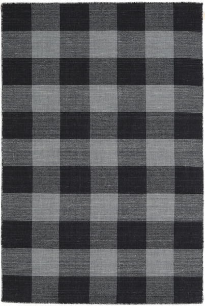 絨毯 Check キリム - ブラック/ダークグレー 120X180 ブラック/ダークグレー ( インド)