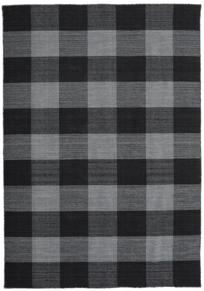 Check Kilim 160X230 Black/Dark Grey Checkered Wool Rug