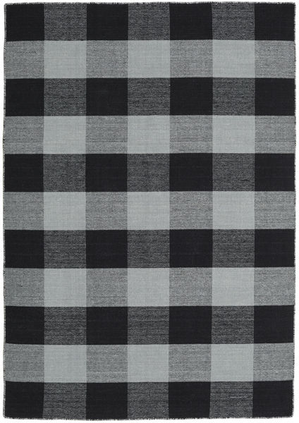 絨毯 Check キリム - ブラック/グレー 140X200 ブラック/グレー (ウール, インド)