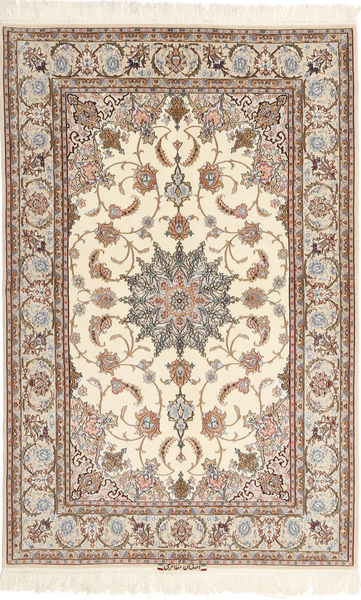  Isfahan Seidenkette Mazaheri Teppich 130X200 Persischer Beige/Braun Klein Carpetvista