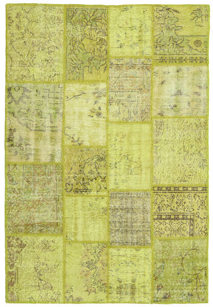 Patchwork Rug 138X205 Dark Green/Dark Yellow Wool, Turkey Carpetvista