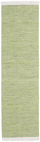  80X240 Plain (Single Colored) Small Diamond Wool Rug - Green Wool