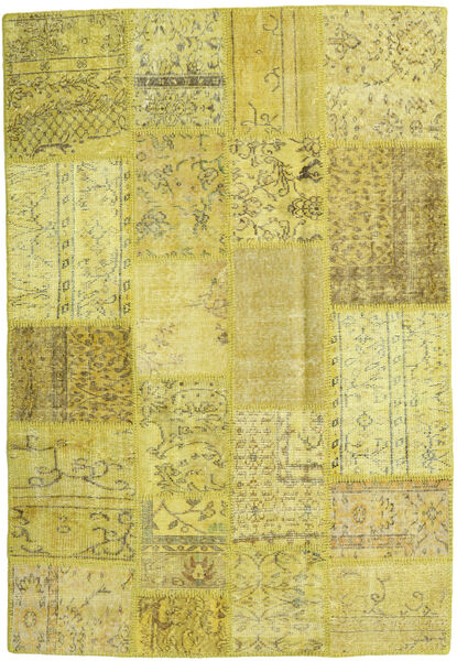 138X203 Patchwork Rug Modern Yellow/Dark Yellow (Wool, Turkey) Carpetvista