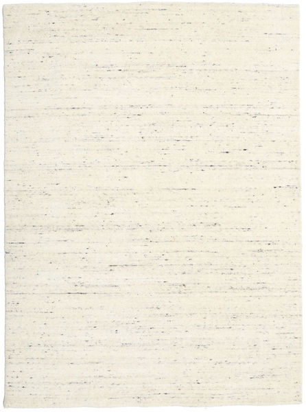  140X200 Plain (Single Colored) Small Mazic Rug - Cream White/Natural White Wool