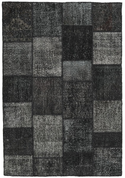  Patchwork Rug 159X231 Wool Dark Grey/Grey Small Carpetvista