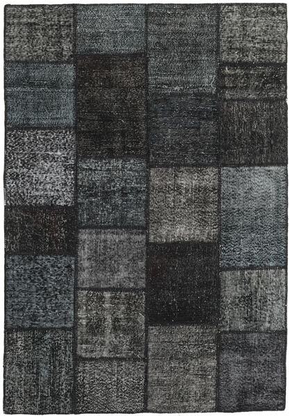  Patchwork Rug 158X231 Wool Dark Grey/Grey Small Carpetvista