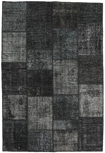  Patchwork Rug 158X234 Wool Dark Grey/Grey Small Carpetvista