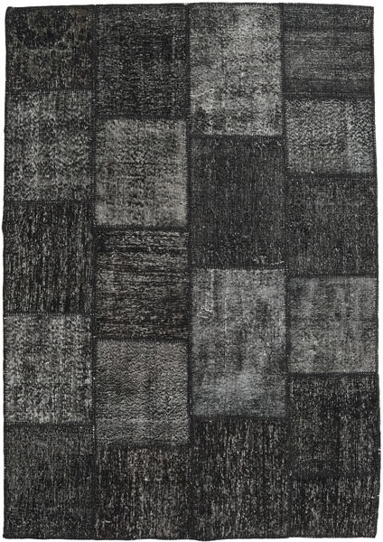  Patchwork Rug 158X230 Wool Dark Grey/Grey Small Carpetvista
