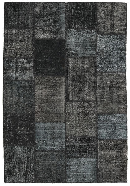  Patchwork Rug 158X233 Wool Dark Grey/Grey Small Carpetvista