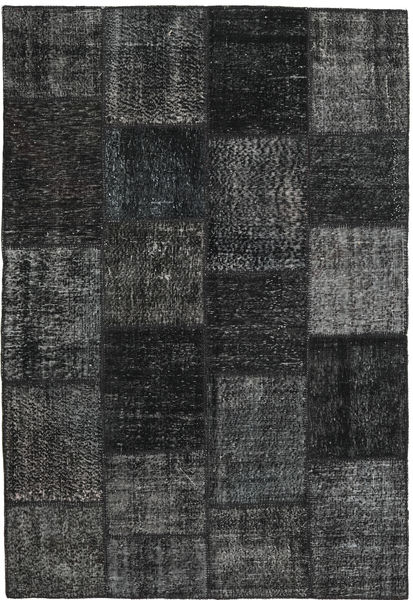 Patchwork Rug 158X232 Dark Grey/Grey Wool, Turkey Carpetvista