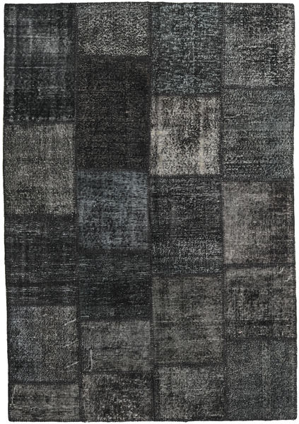  Patchwork Rug 160X231 Wool Dark Grey/Grey Carpetvista