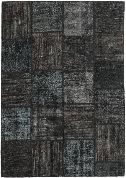  Patchwork Rug 158X230 Wool Dark Grey/Grey Small Carpetvista