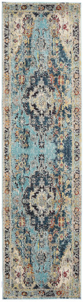 Manami 80X300 Small Dark Blue/Beige Medallion Runner Rug