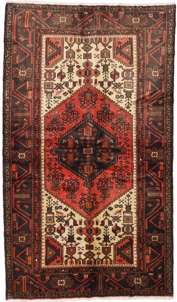 絨毯 ハマダン 126X218 茶色/レッド (ウール, ペルシャ/イラン)