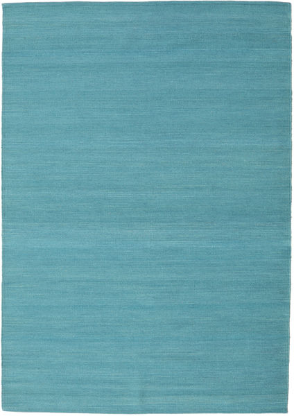  140X200 Plain (Single Colored) Small Vista Rug - Turquoise Wool