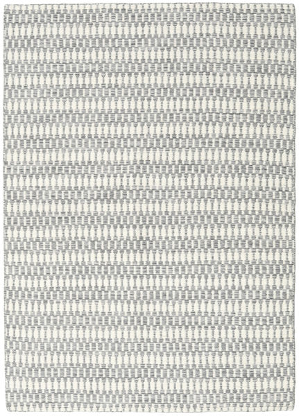  140X200 Plain (Single Colored) Small Kilim Long Stitch Rug - Grey Wool