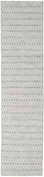 Kelim Long Stitch Teppich - Grau 80X340 Läufer Grau Wolle, Indien