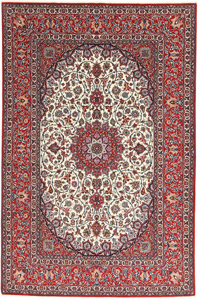  イスファハン 絹の縦糸 絨毯 155X240 ペルシャ レッド/ベージュ 小