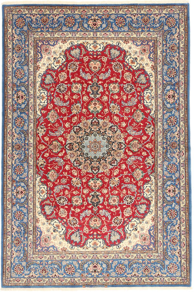  イスファハン 絹の縦糸 絨毯 152X227 ペルシャ ウール グレー/レッド 小