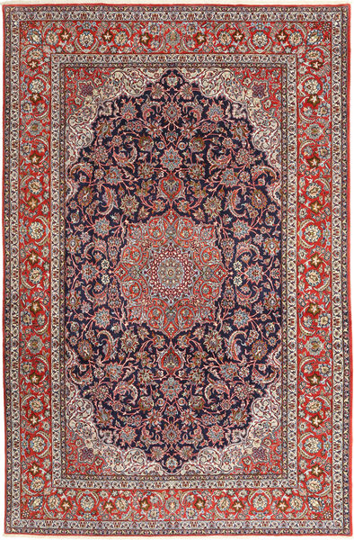  Perzsa Isfahan Selyemfonal Szőnyeg 200X310 Piros/Narancssárga