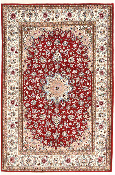  Isfahan Hedvábná Osnova Koberec 132X198 Perský Vlněný Tmavě Červená/Hnědá Malý