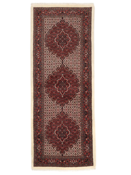 75X205 Bidjar Med Silke Tæppe Orientalsk Løber Sort/Mørkerød ( Persien/Iran) Carpetvista