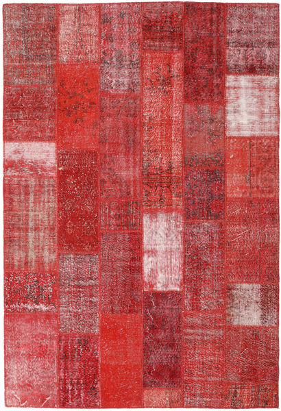 203X302 Tapete Patchwork Moderno Vermelho (Lã, Turquia) Carpetvista