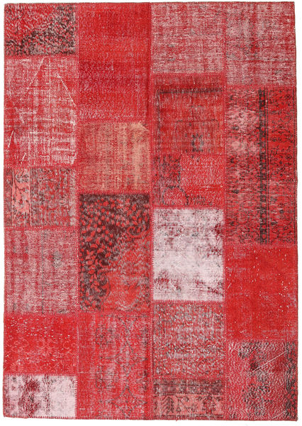 162X230 Patchwork Teppich Moderner Rot (Wolle, Türkei) Carpetvista