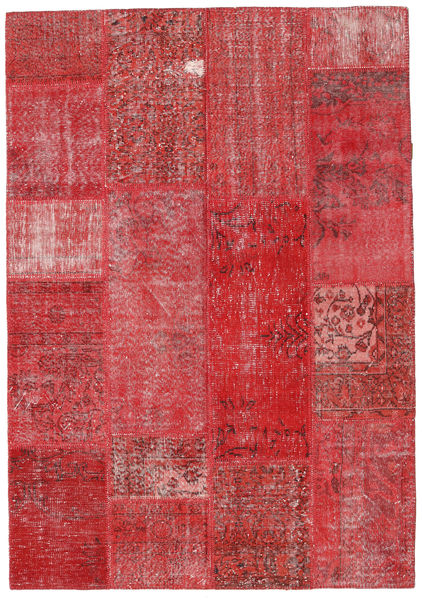 163X233 Alfombra Patchwork Moderna Rojo (Lana, Turquía) Carpetvista