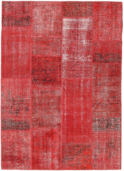 161X226 Tapis Patchwork Moderne Rouge (Laine, Turquie) Carpetvista