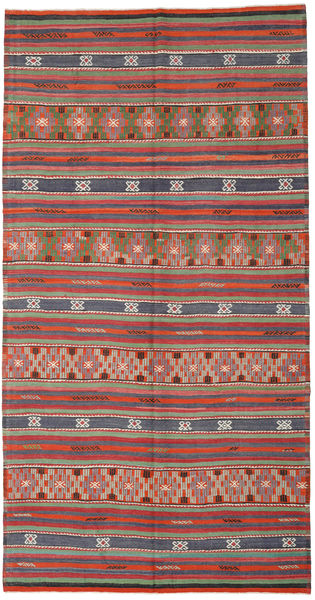  Kilim Vintage Turkish Rug 188X365 Vintage Wool Red/Grey Carpetvista