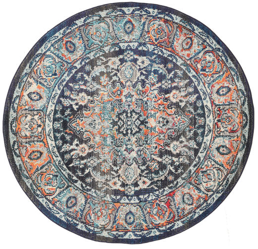  Ø 150 Medallion Small Elnath Rug - Dark Blue/Orange