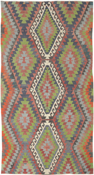 Kelim Vintage Tyrkiske Teppe 172X321 Grå/Grønn Ull, Tyrkia Carpetvista