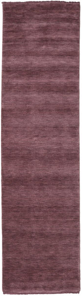 Handloom Fringes 80X300 Small Dark Purple Plain (Single Colored) Runner Wool Rug