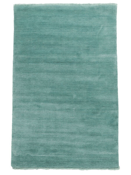  160X230 Einfarbig Handloom Fringes Teppich - Türkis Wolle