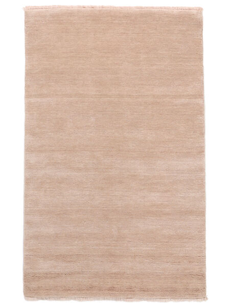  160X230 Einfarbig Handloom Fringes Teppich - Hellrosa Wolle