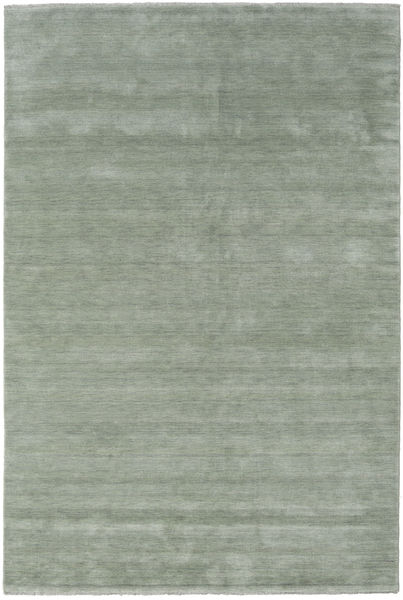  200X300 Einfarbig Handloom Fringes Teppich - Hellgrün Wolle