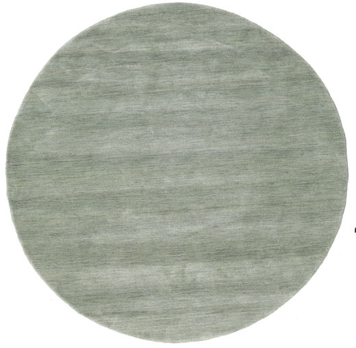  Wool Rug Ø 150 Handloom Light Green Round Small