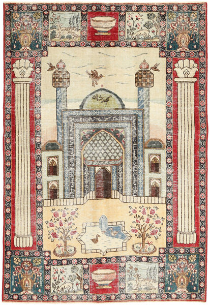  Persialainen Tabriz Patina Matot Matto 132X190 Beige/Tummanharmaa (Villa, Persia/Iran)