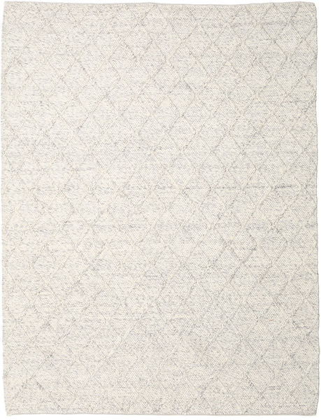  250X350 Checkered Large Rut Rug - Light Grey/Cream White Wool
