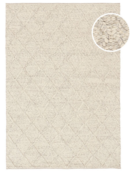  160X230 Quadrado Rut Tapete - Cinzento Claro/Branco Creme Lã