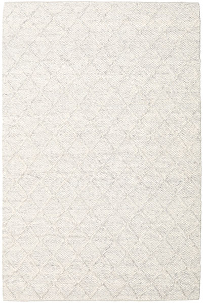  200X300 Checkered Rut Rug - Light Grey/Cream White Wool