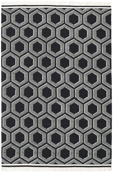 Opti 200X300 ブラック/ホワイト 幾何学模様 ウール 絨毯