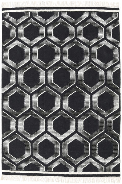 140X200 Opti Teppich - Schwarz/Weiß Moderner Schwarz/Weiß (Wolle, Indien)