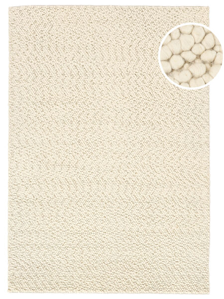  170X240 Plain (Single Colored) Bubbles Rug - Cream White Wool