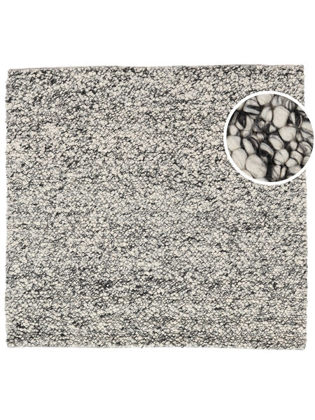Bubbles 250X250 大 グレー/ホワイト 単色 正方形 ウール 絨毯