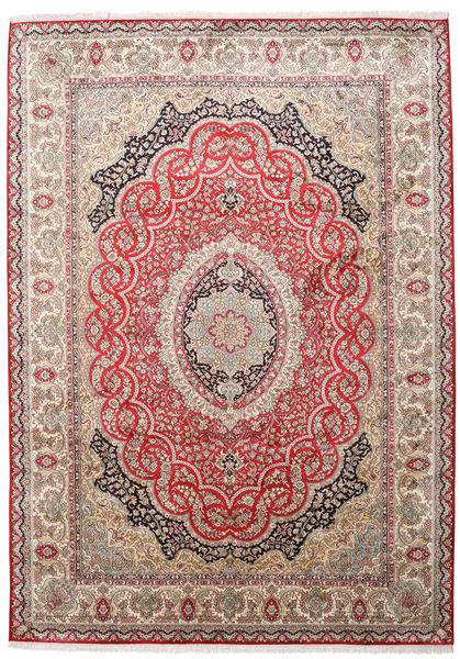  Orientalischer Kaschmir Reine Seide Teppich 221X311 Beige/Orange Seide, Indien Carpetvista