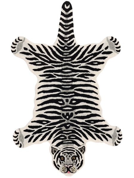  100X160 動物 キッズカーペット 小 Tiger 絨毯 - ホワイト ウール