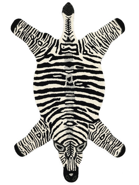  100X155 Tapete Infantil Pequeno Zebra - Preto/Branco Lã