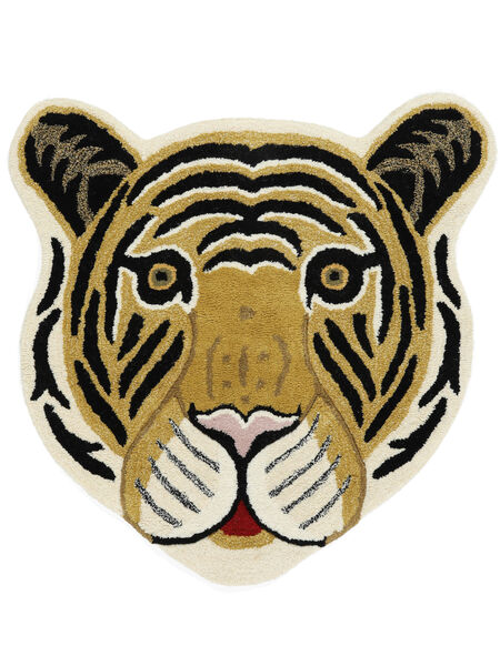 Me Tiger キッズカーペット 100X100 小 マスタード 動物 正方形 ウール 絨毯